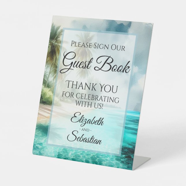 Signe De Table Tropical Beach Please Sign Our Guestbook Sign (Recto)