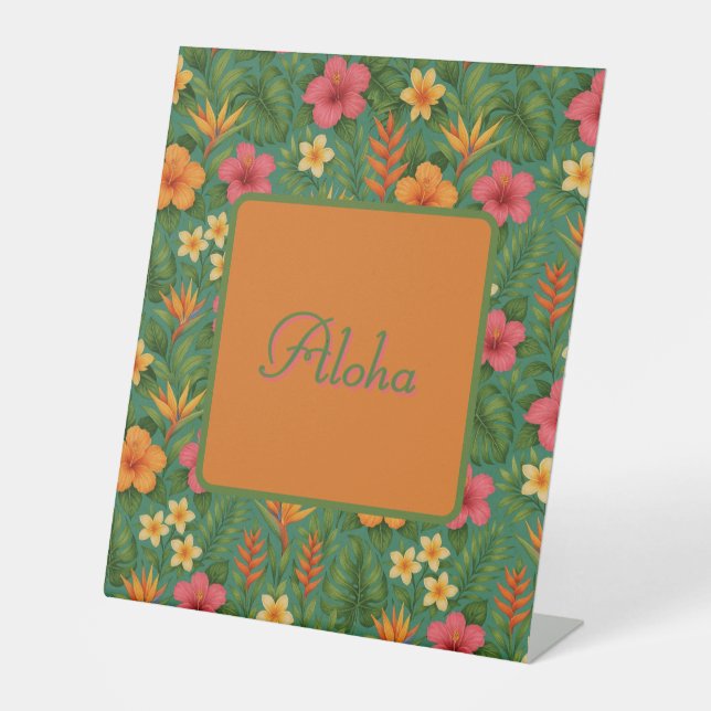 Signe De Table Tropical/Hawaii patterned floral (Recto)