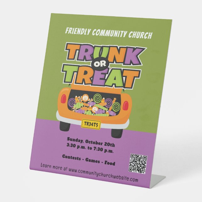 Signe De Table Trunk ou traiter la bannière d'Halloween (Recto)