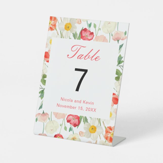 Signe De Table Tulipes et Daffodils Mariage de printemps (Recto)