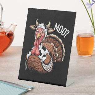 Signe De Table Turquie Moo Drôle Thanksgiving