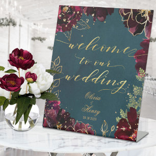 Signe De Table Turquoise Bordeaux Jewel Tones Bienvenue Mariage 2