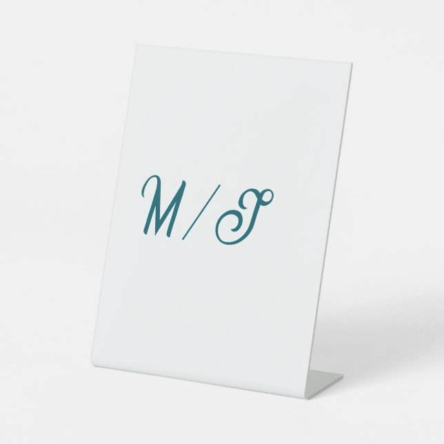 Signe De Table Turquoise monogram wedding couple name simple styl (Recto)