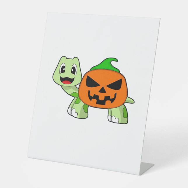 Signe De Table Turtle Halloween Pumpkin T-Shirt Classique (Recto)