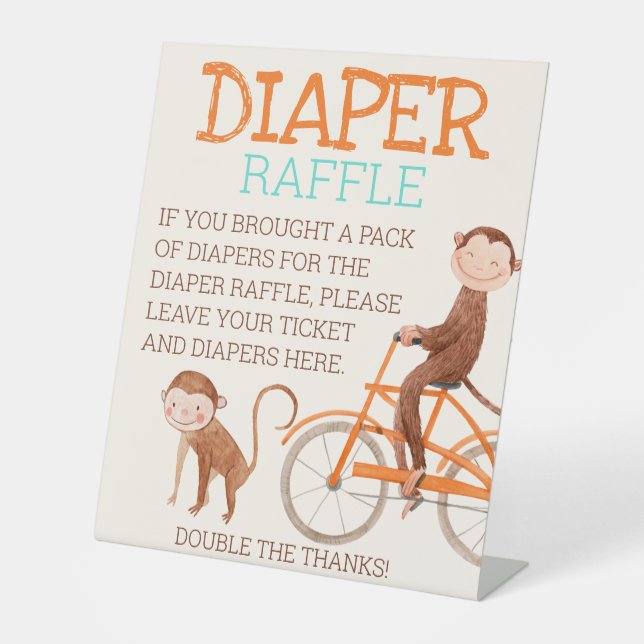 Signe De Table Twins Baby shower mignon singe double problème (Recto)