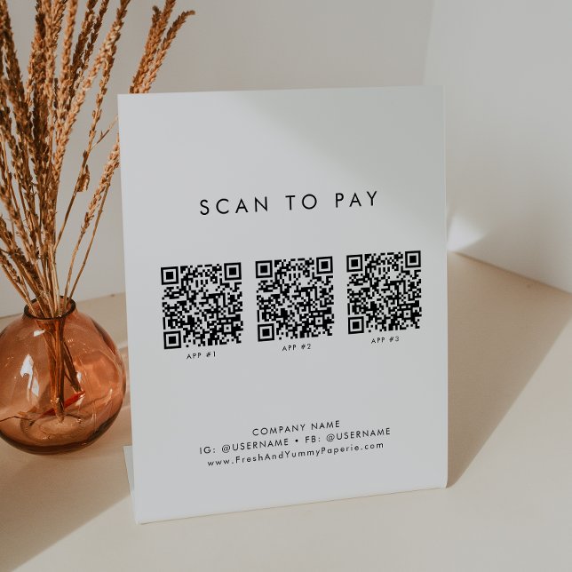 Signe De Table Typographie Chic Business QR Code Scan Pour Payer (Créateur téléchargé)
