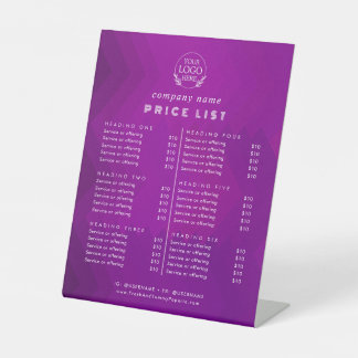 Signe De Table Typographie chic Liste des prix des services aux e