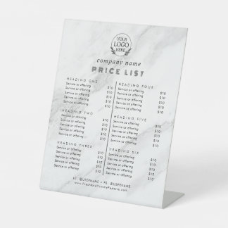 Signe De Table Typographie chic Liste des prix des services aux e