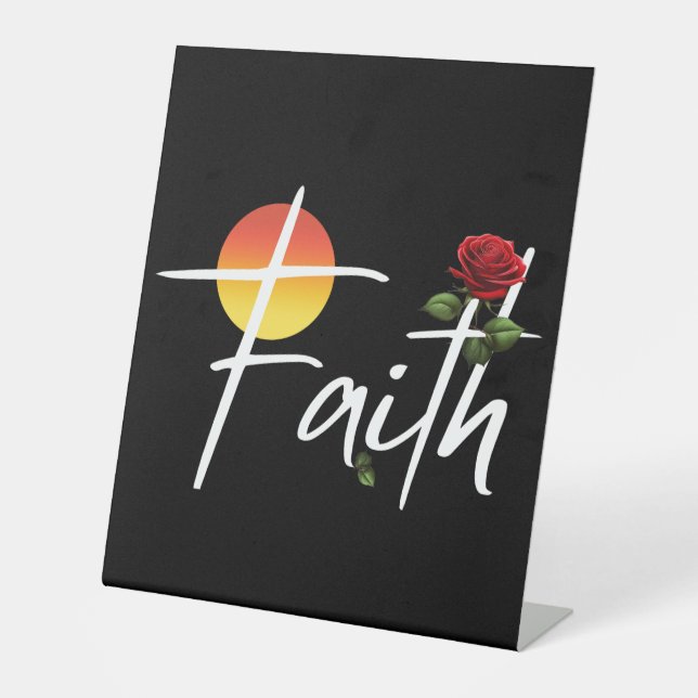 Signe De Table Typographie de la foi avec des roses (Recto)