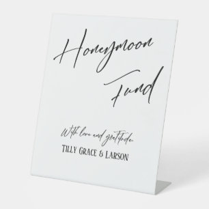 Signe De Table Typographie Élégante Caisse de Lune de Miel Blanch