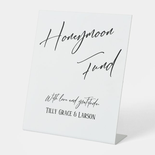 Signe De Table Typographie Élégante Caisse de Lune de Miel Blanch (Recto)