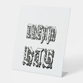 Signe De Table typographie gothique noire personnalisée