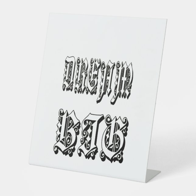 Signe De Table typographie gothique noire personnalisée (Recto)