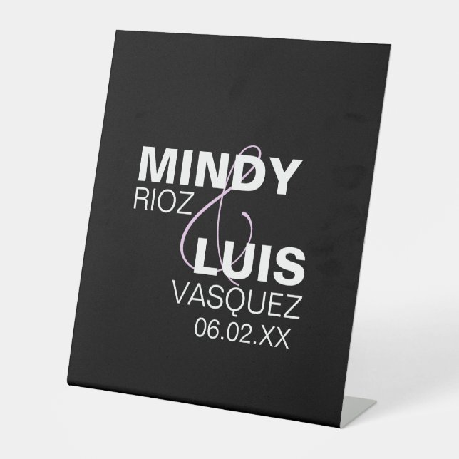 Signe De Table Typographie Gras Esperluette Rose Noir  (Recto)