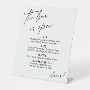 Signe De Table Typographie manuscrite contemporaine Menu Open Bar