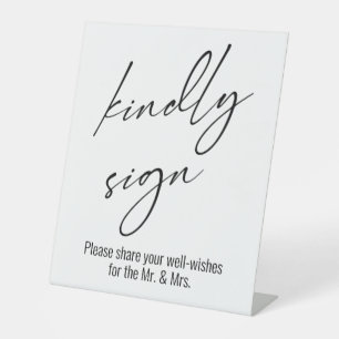 Signe De Table Typographie manuscrite contemporaine "Veuillez sig