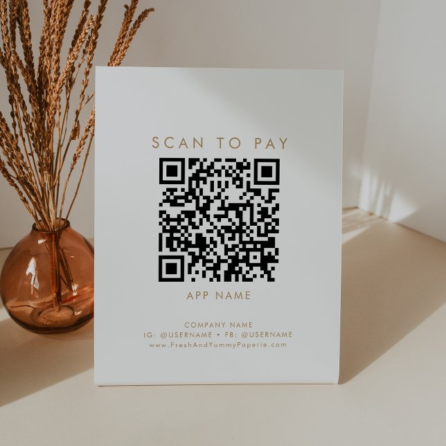 Signe De Table Typographie Or Chic Business Scan Pour Payer (Créateur téléchargé)