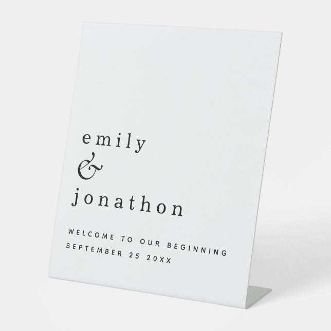 Signe De Table Typographie simple Bienvenue sur le Mariage noir b (Recto)