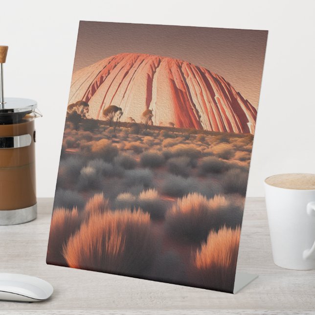 Signe De Table Uluru "Ayers Rock" Australia Oil Paint, (In SItu)