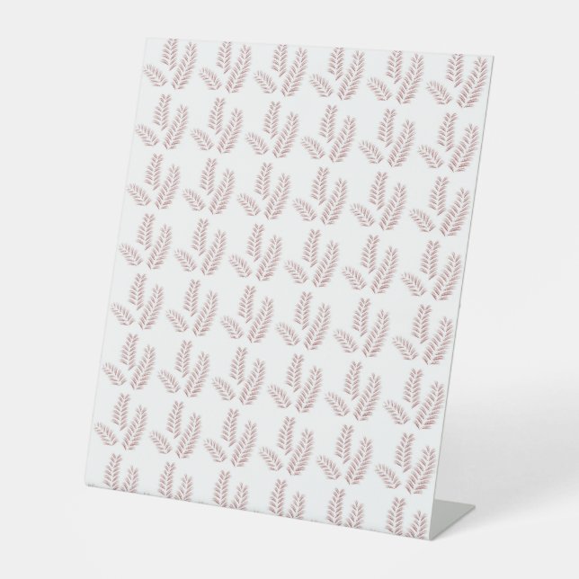 Signe De Table un arrière - plan blanc avec des feuilles roses (Recto)