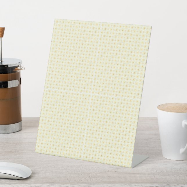 Signe De Table un arrière - plan jaune et blanc aux petits cercle (In SItu)