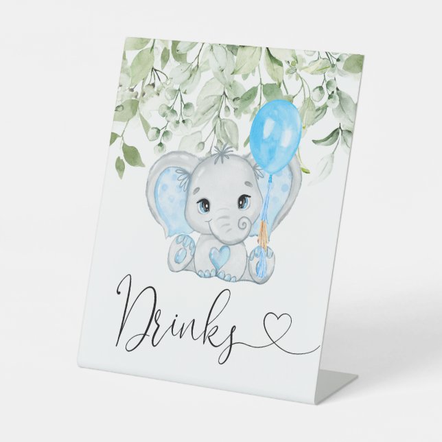 Signe De Table Un Baby shower Eléphant Cute Boy Boire (Recto)