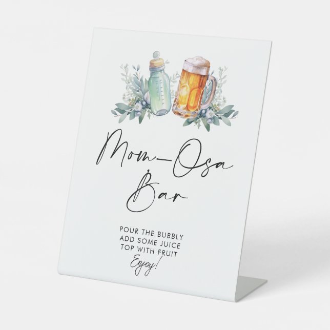 Signe De Table Un bébé brasse Baby shower Maman-osa Bar (Recto)