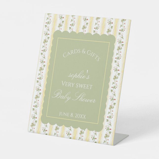 Signe De Table Un bébé sucré aux baies est en route cartes & cade (Recto)