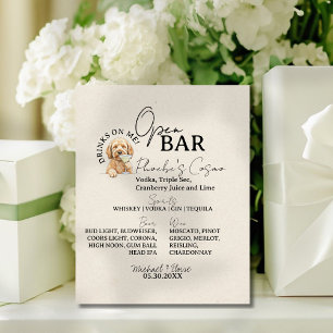 Signe De Table Un chien Mariage Signature Boire Ouvrir la barre