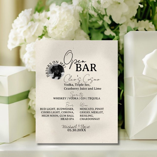 Signe De Table Un chien Photo Mariage Signature Boire Ouvrir la b (This One Dog Wedding Signature Drink Bar Sign is perfect for any wedding reception!)