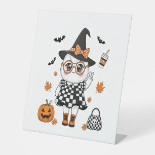 Signe De Table Un joli fantôme d'Halloween