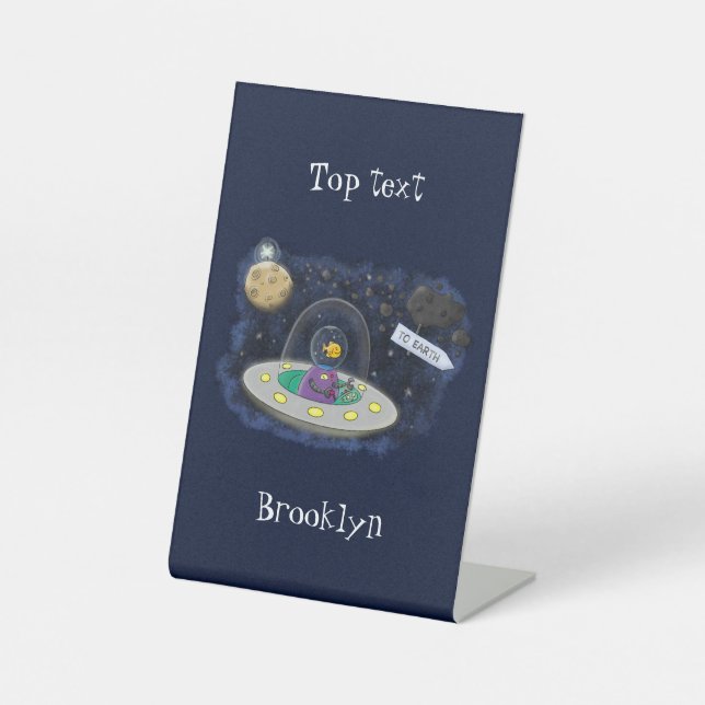 Signe De Table Un joli poisson heureux dans l'espace dessin animé (Recto)