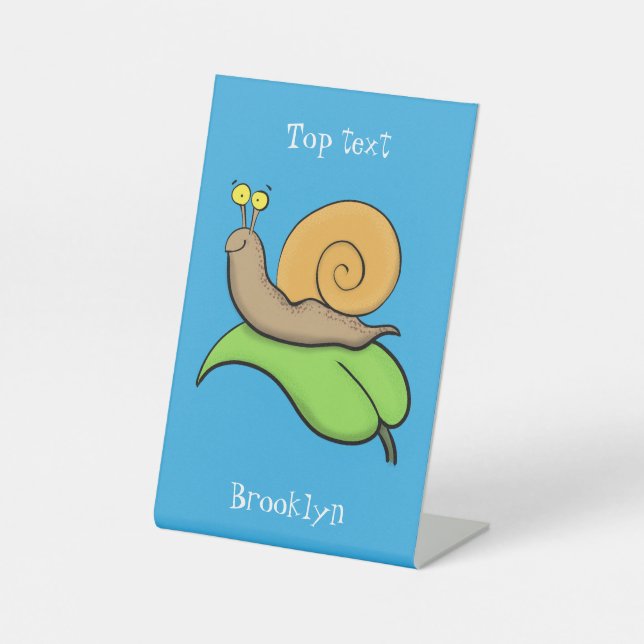 Signe De Table Un mignon escargot heureux sur une illustration d' (Recto)