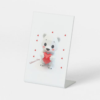 Signe De Table Un mignon jeune ours Saint Valentin