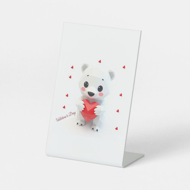 Signe De Table Un mignon jeune ours Saint Valentin (Recto)