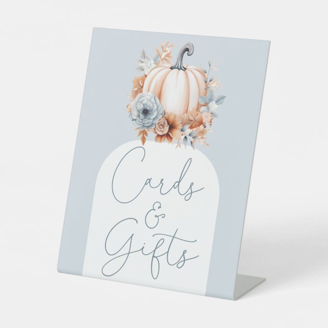 Signe De Table Un Petit Citrouille Automne Cartes De Baby shower  (Recto)