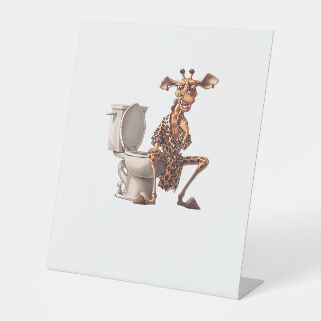 Signe De Table Une Mignonne Girafe En Pyjamas Assis Sur Des Toile (Recto)