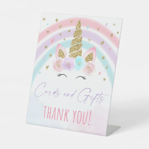 Signe De Table Unicorn Arc-en-ciel cartes et cadeaux Anniversaire