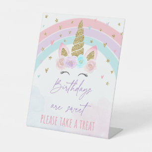 Signe De Table Unicorn Arc en ciel Traitements d'anniversaire