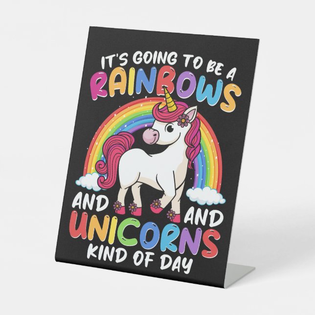 Signe De Table Unicorn Cute Whimsical Funny Rainbows Et Unicorns (Recto)