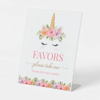 Signe De Table Unicorn Floral Birthday Favors Sign