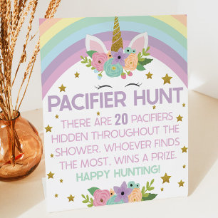 Signe De Table Unicorn Rainbows Pacifier chasse Baby shower jeu