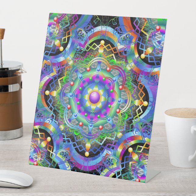 Signe De Table Univers Mandala Couleurs Psychédéliques (In SItu)