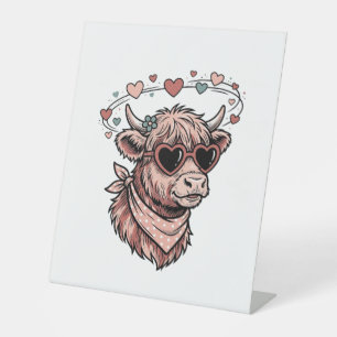 Signe De Table Vache de la Saint-Valentin mignonne Gravure vintag