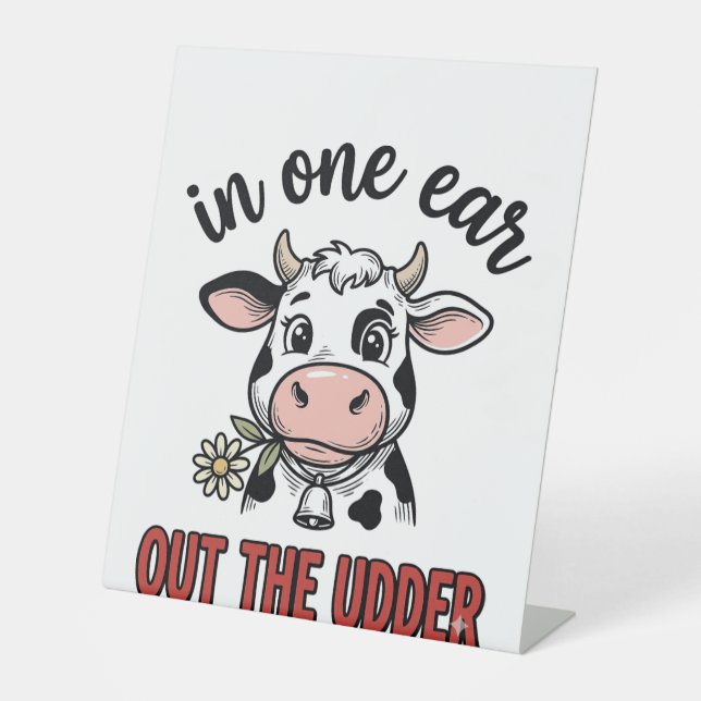 Signe De Table Vache drôle avec une oreille dans l'autre du tee-s (Recto)