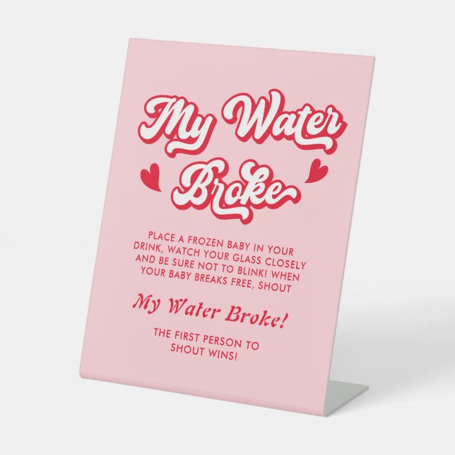 Signe De Table Valentine Baby Shower My Water Broke Game (Recto)