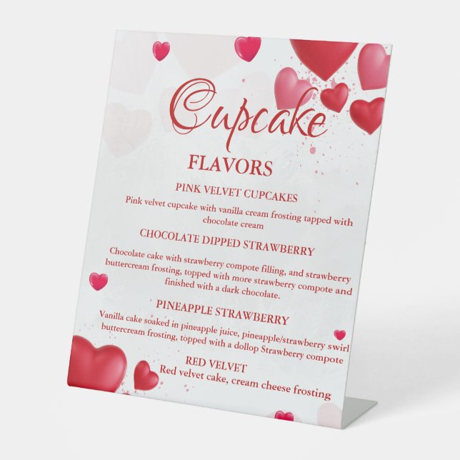 Signe De Table Valentine Heart Cupcake flavors sign (Recto)