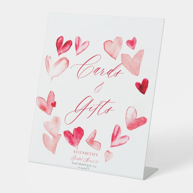 Signe De Table Valentine Hearts Bridal Shower Cards Gifts Sign (Recto)