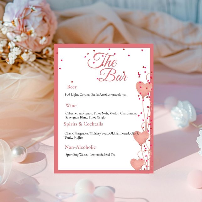 Signe De Table Valentine Pink Heart nuptiale douche Boisson signa (Créateur téléchargé)