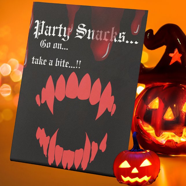 Signe De Table Vampires Bite Halloween Party Snacks (Vampires Bite Table Top Snack Sign)